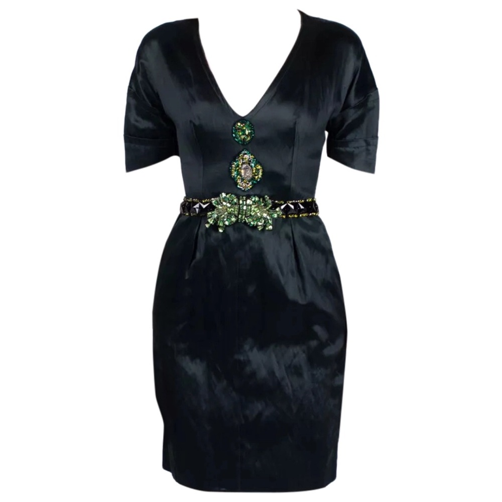 Prada Black V-Neck Sheath Cocktail Dress